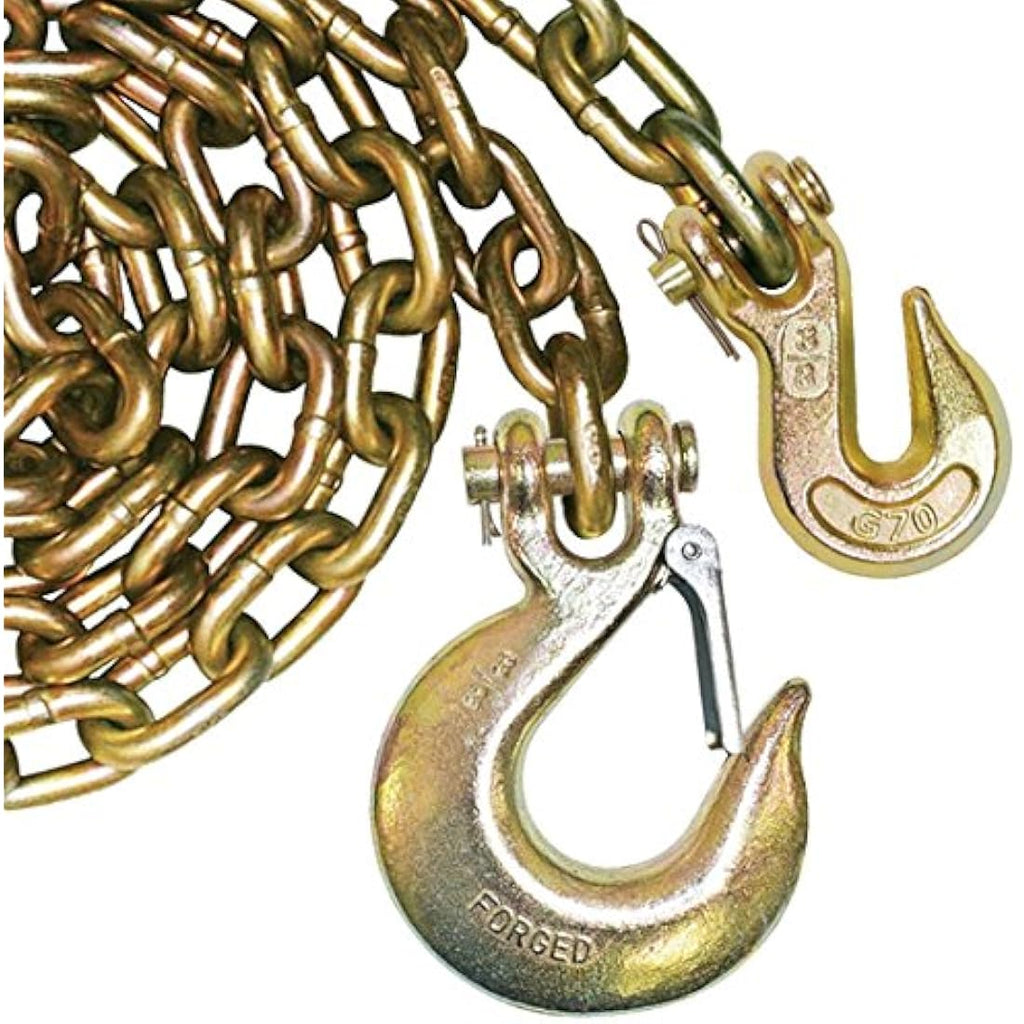 Vulcan Grade 70 Safety Chain with Grab and Sling Hooks - 3/8" x 8'