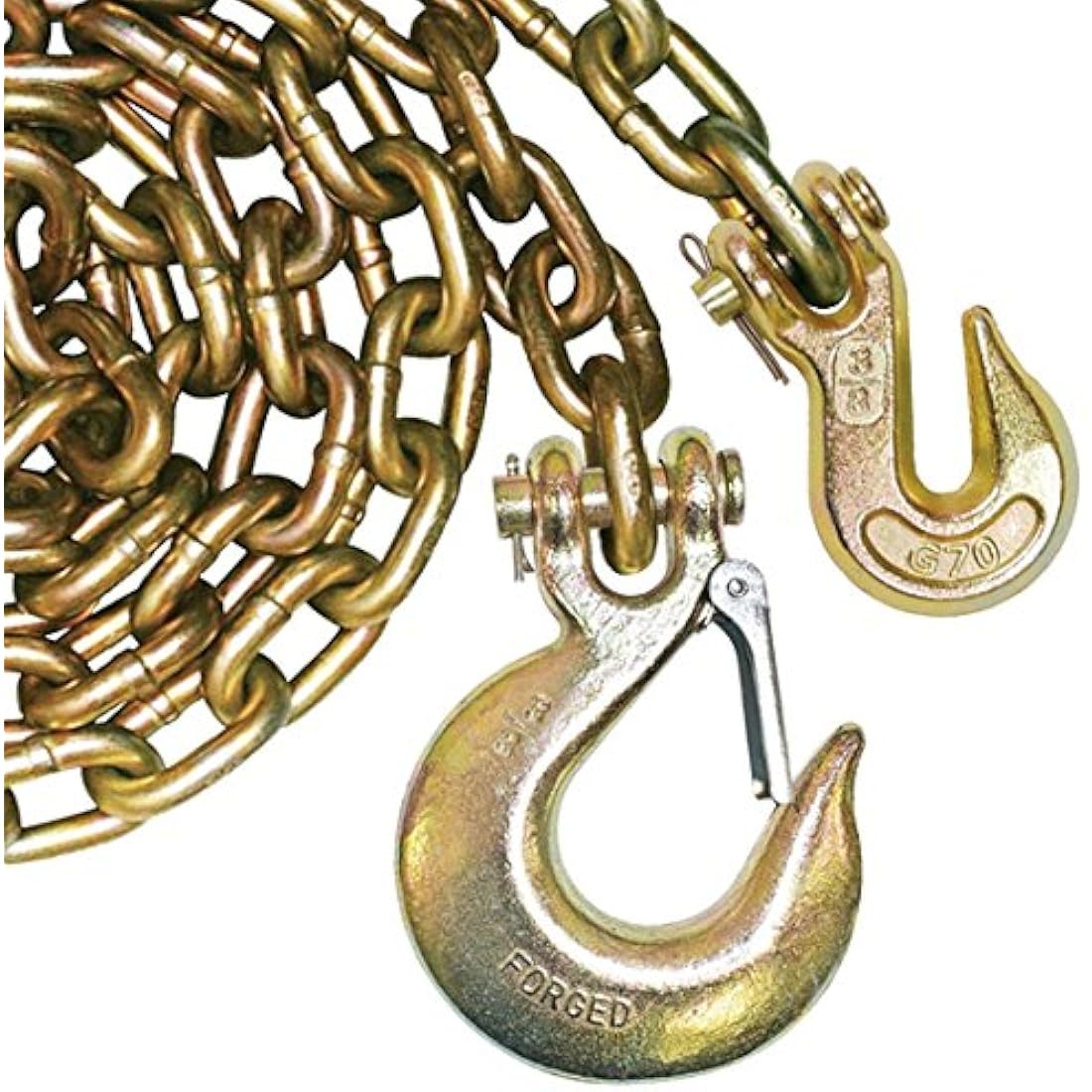 Vulcan Grade 70 Safety Chain with Grab and Sling Hooks - 3/8" x 8'