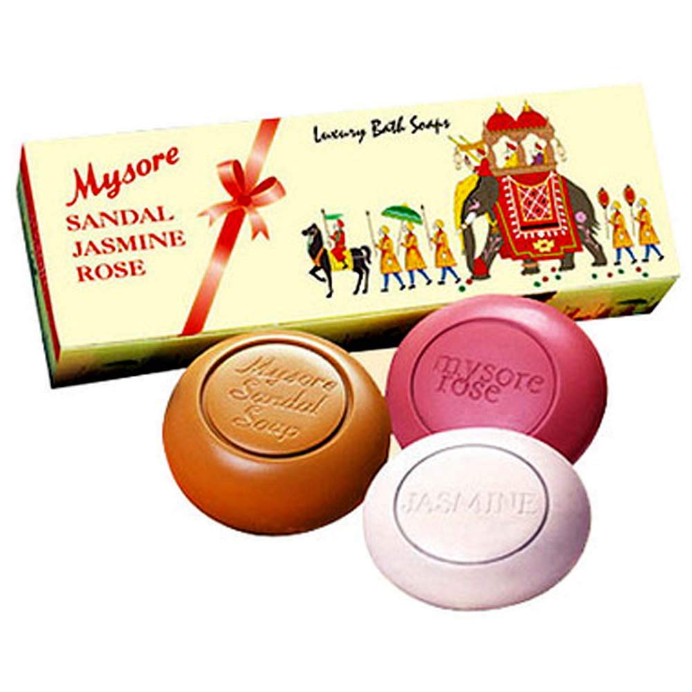 Mysore Sandal Luxury Bath Soaps Gift Box – Sandalwood, Jasmine & Rose