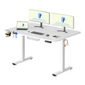 FLEXISPOT 140 x 60 cm Electric Standing Desk, Sit Stand Table Height Adjustable Desk with Backpack Hook and Memory Smart Pannel
