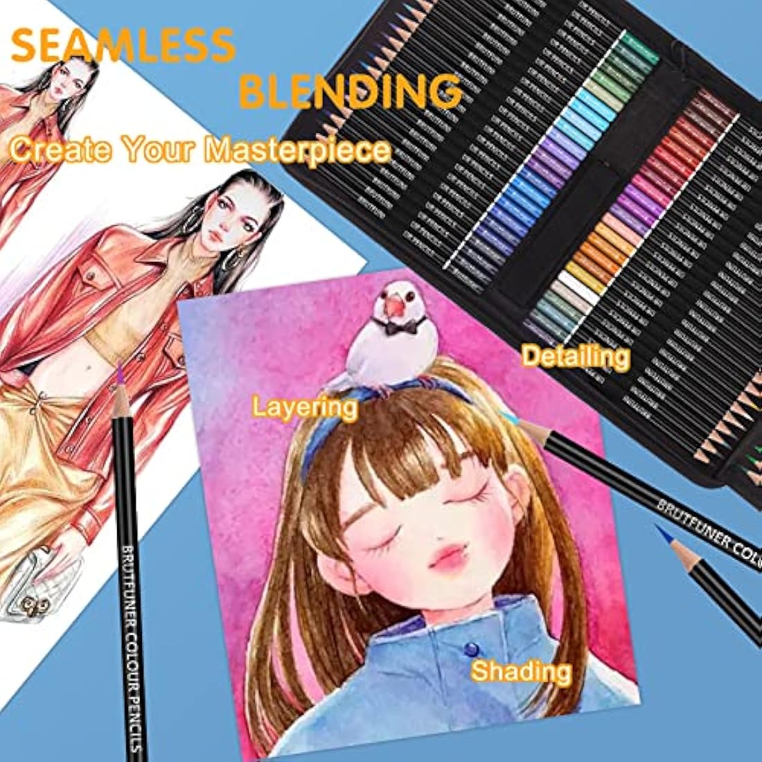 Melifluo 72 Professional Colored Pencils Set with Portable Zipper Case