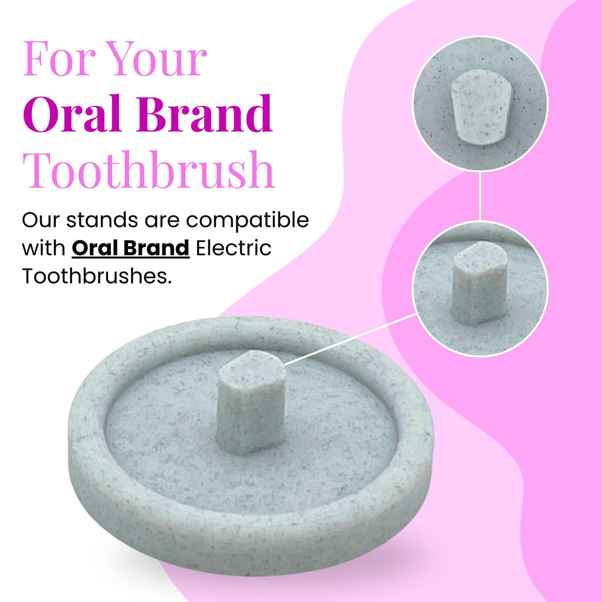 Oral Care Brand Electric Toothbrush Stand & Drip Tray Marble, Double - image 2