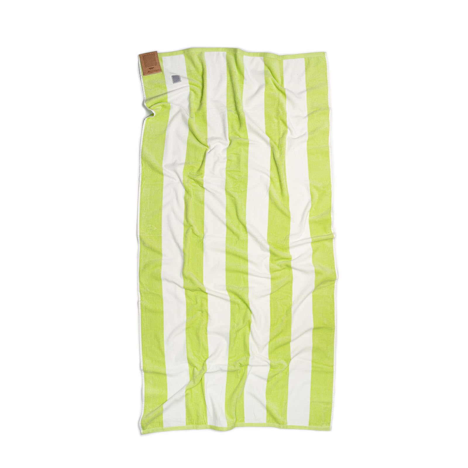 MOMOMUS 100% Cotton Velour Beach Towel - Green Cabana Stripe, 90x180 cm