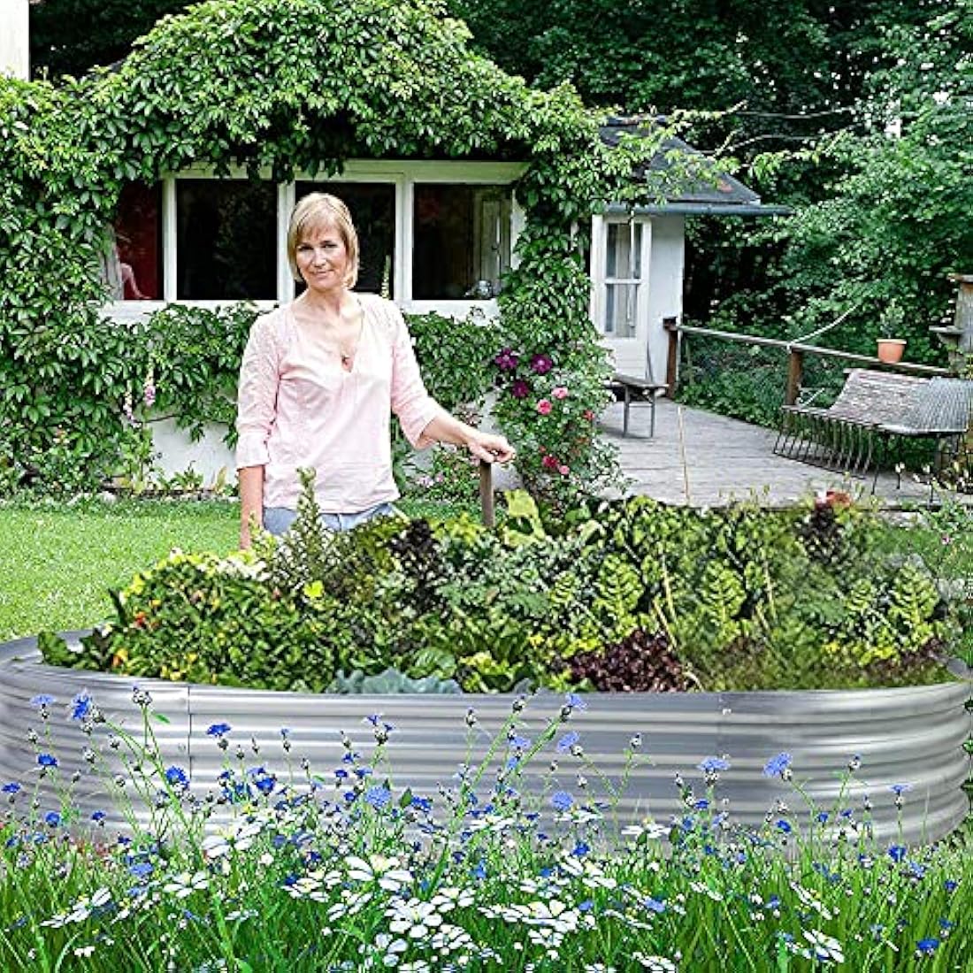Jolof Store 6ft Galvanized Metal Raised Garden Bed, 2-Pack Planter