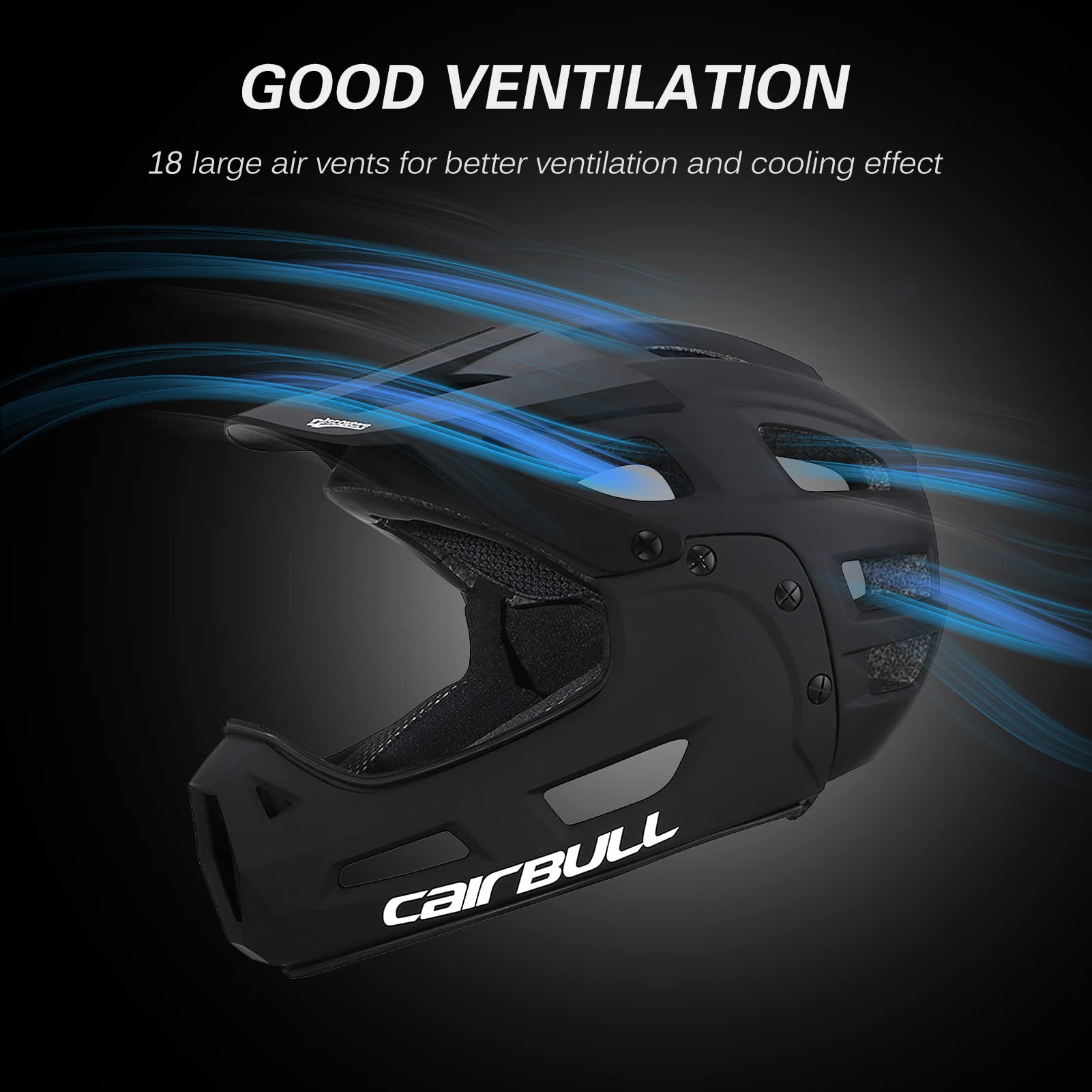 Lixada Full Face Bike Helmet – Detachable Chin Guard & Visor, 54-61cm