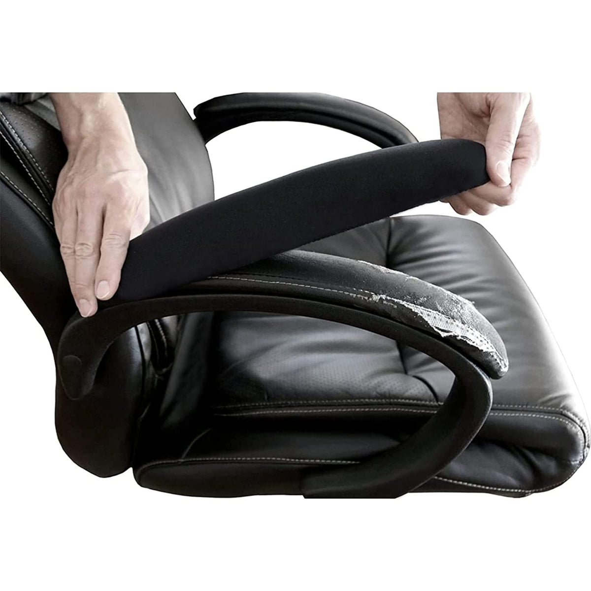 FYTXSZ Office Computer Chair Arm Covers - Stretchy Polyester Arm Cover Protector, Thickened Washable Arm Chair Covers Slipcovers - Black Pack of 2 - image 4
