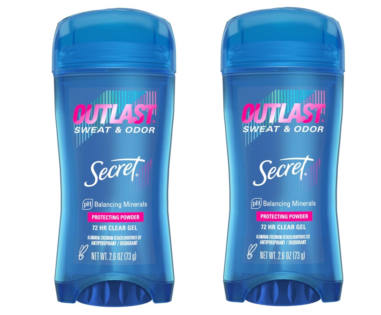 Secret Outlast Clear Gel Antiperspirant Deodorant, Powder, 2.6 Oz, 2 Pack