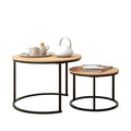 HOJINLINERO Round Nesting Coffee Table Set – Industrial Black Metal