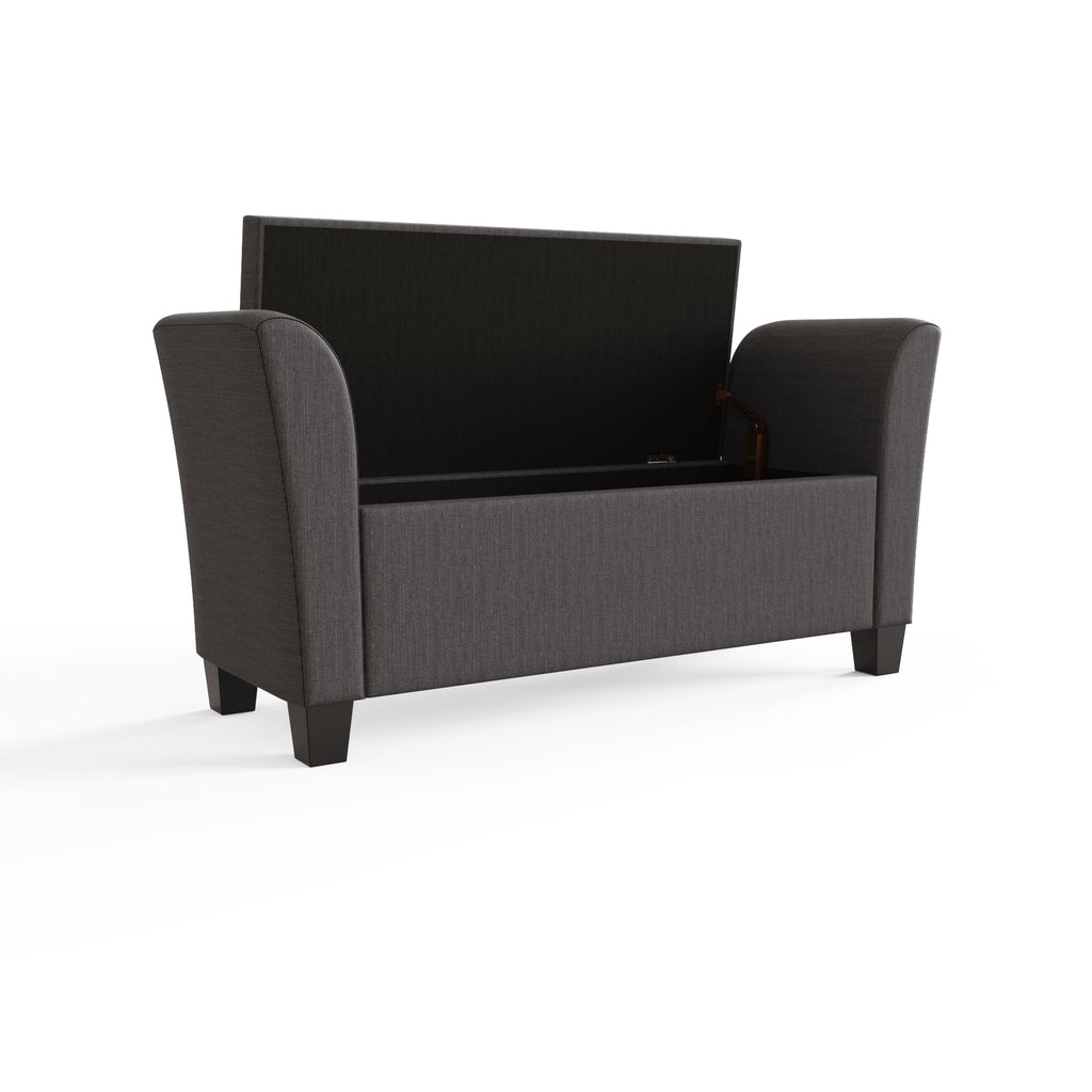 GFW Verona Window Seat Ottoman Storage Bench in Charcoal Grey, Upholstered Buttoned Seat with Hidden Storage & Wooden Feet - image 2
