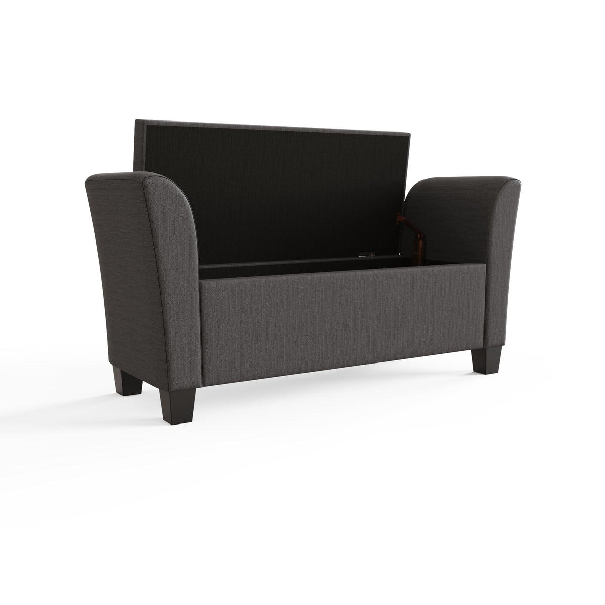GFW Verona Window Seat Ottoman Storage Bench in Charcoal Grey, Upholstered Buttoned Seat with Hidden Storage & Wooden Feet - image 2