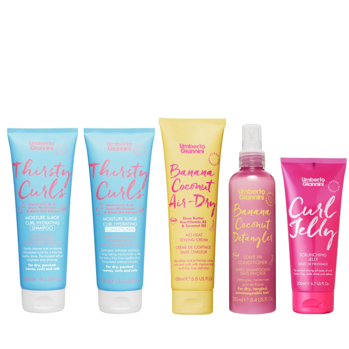 Umberto Giannini Curl Type 2 Kit | Wavy Hair Wash, Care & Style Set