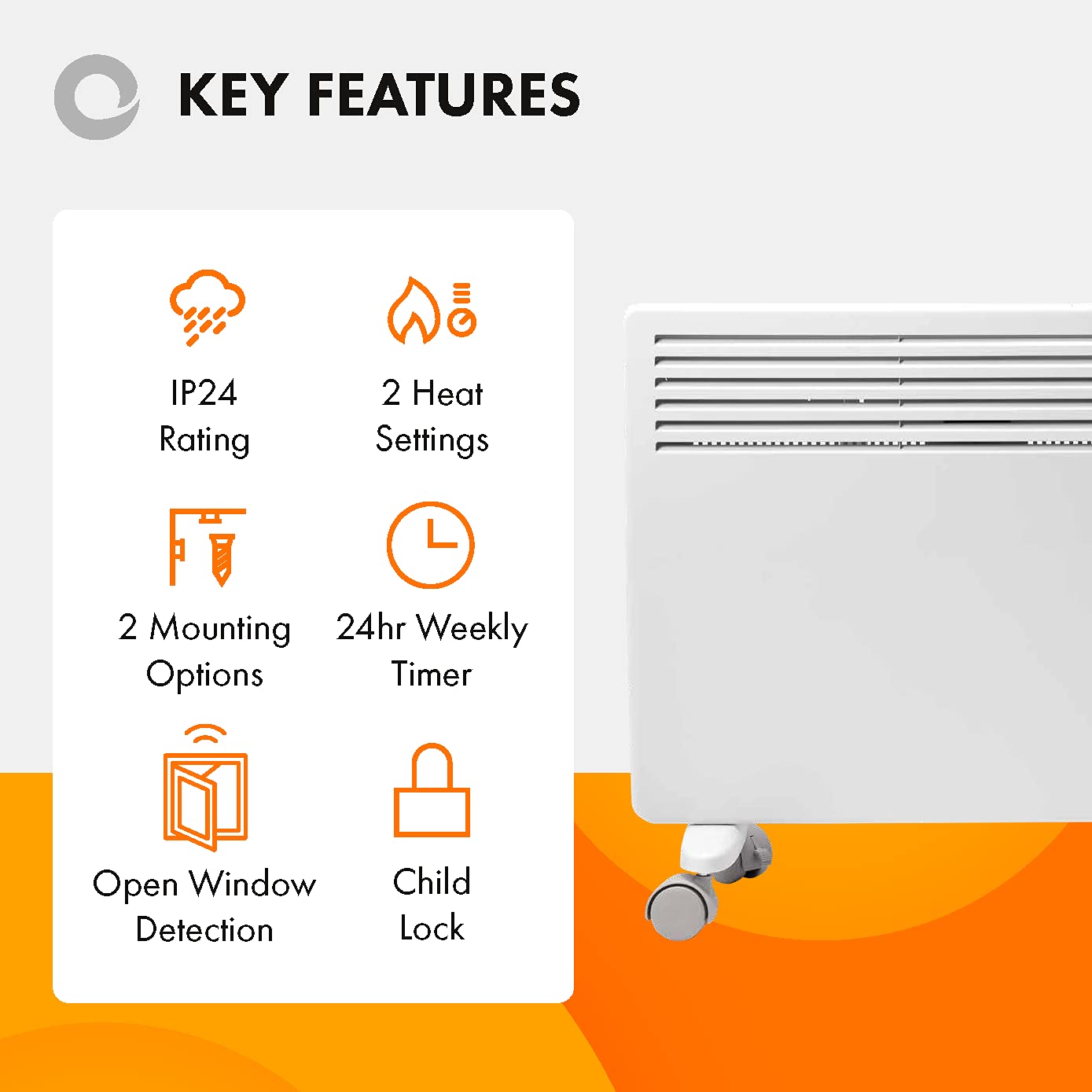Devola 1500W Eco Electric Panel Heater – Slimline Wall Mounted & Portable