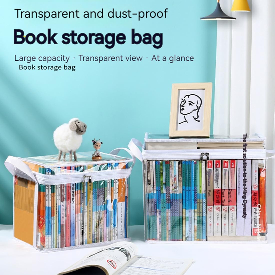 PolMinrs Storage Boxes 3-Pack, Foldable Plastic Boxes with Lids for Book Storage, Transparent Design for Quick Access to Items. Different Sizes of - image 3