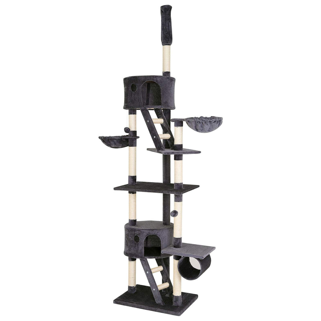 lionto dibea Floor-to-Ceiling Cat Tree Scratching Post, 240-260cm, Grey