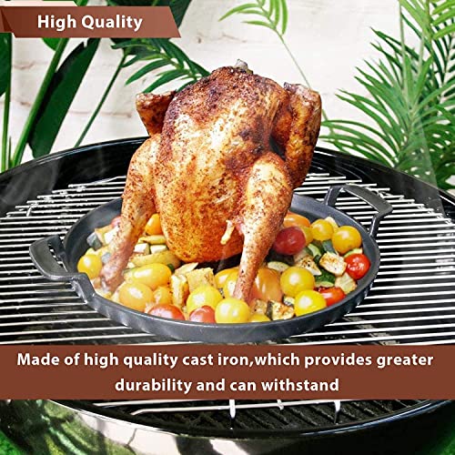 GFTIME 30.9cm Cast Iron Round Griddle for Weber 57cm Charcoal Grills