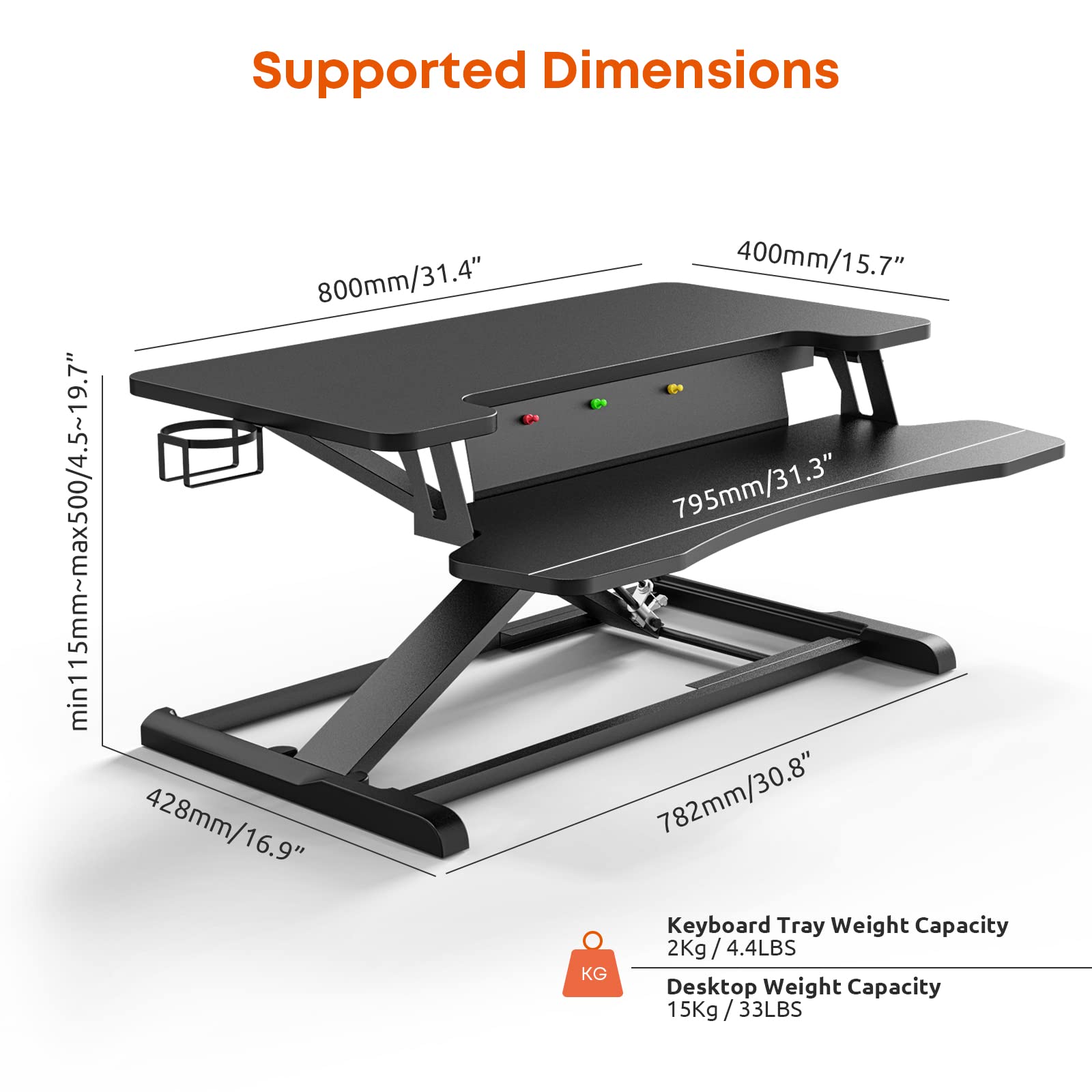 PUTORSEN 32" Standing Desk Converter | Dual Tier Sit-Stand Riser