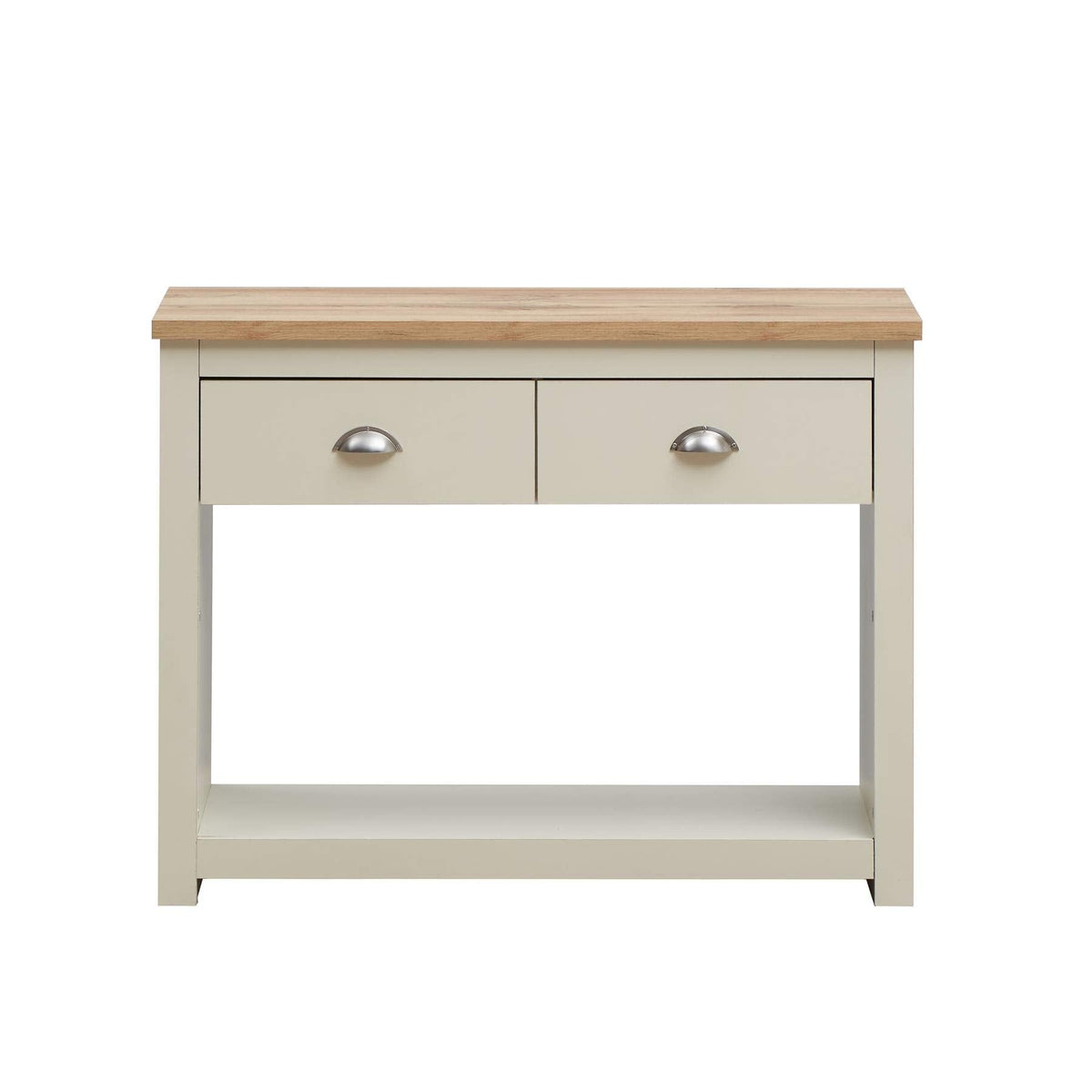 TAD TIMBER ART DESIGN UK Lisbon Console Hallway Side Table 2 Drawers Shelf Desk Storage Furniture Cream - image 3
