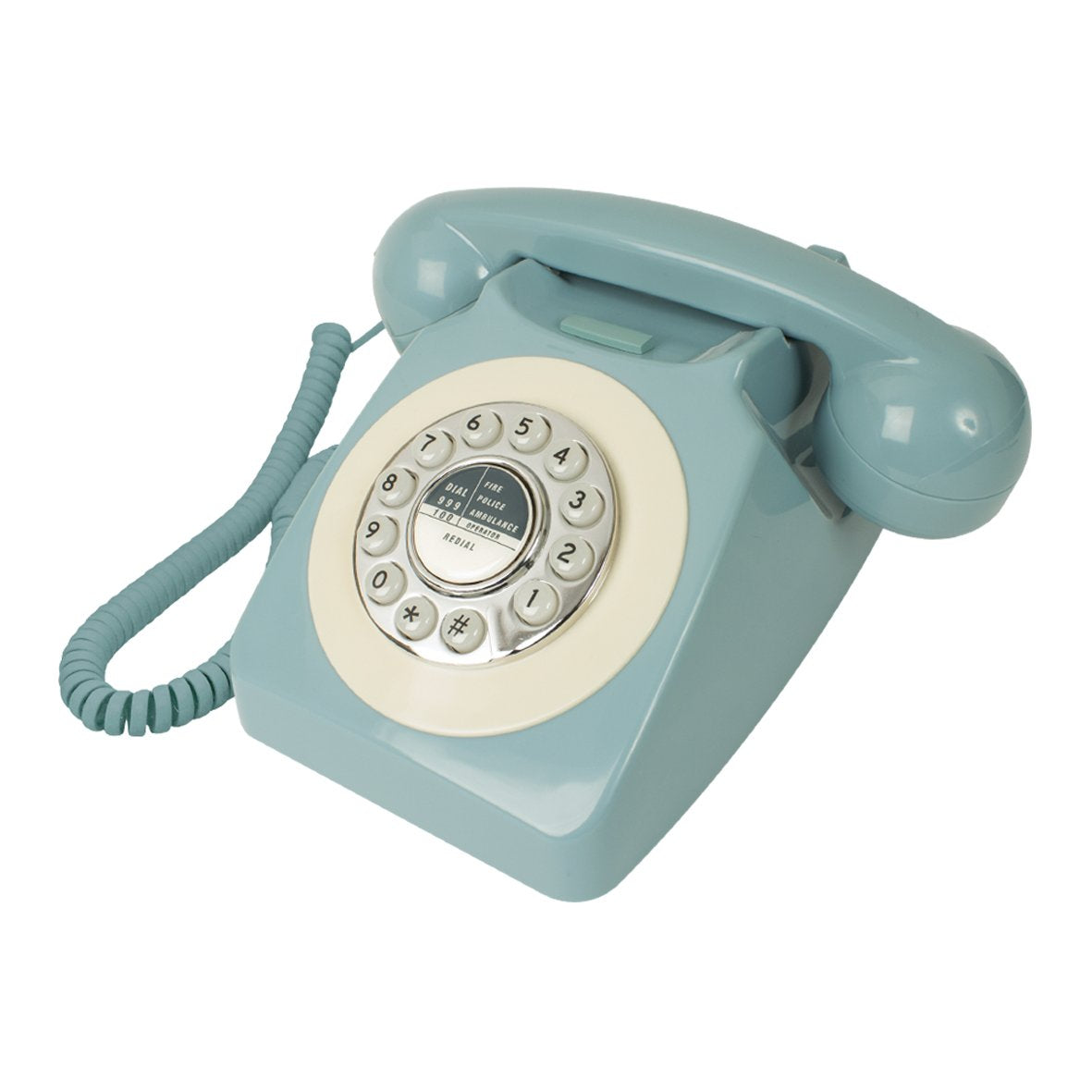 Benross Classic Retro Corded Telephone – Vintage Push Button Phone, Blue