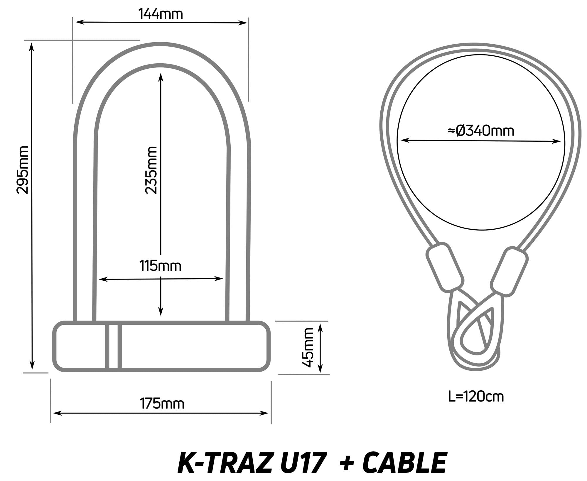 Zefal K-Traz U17 U-Lock & Cable Extension - Sold Secure Gold Bike Lock