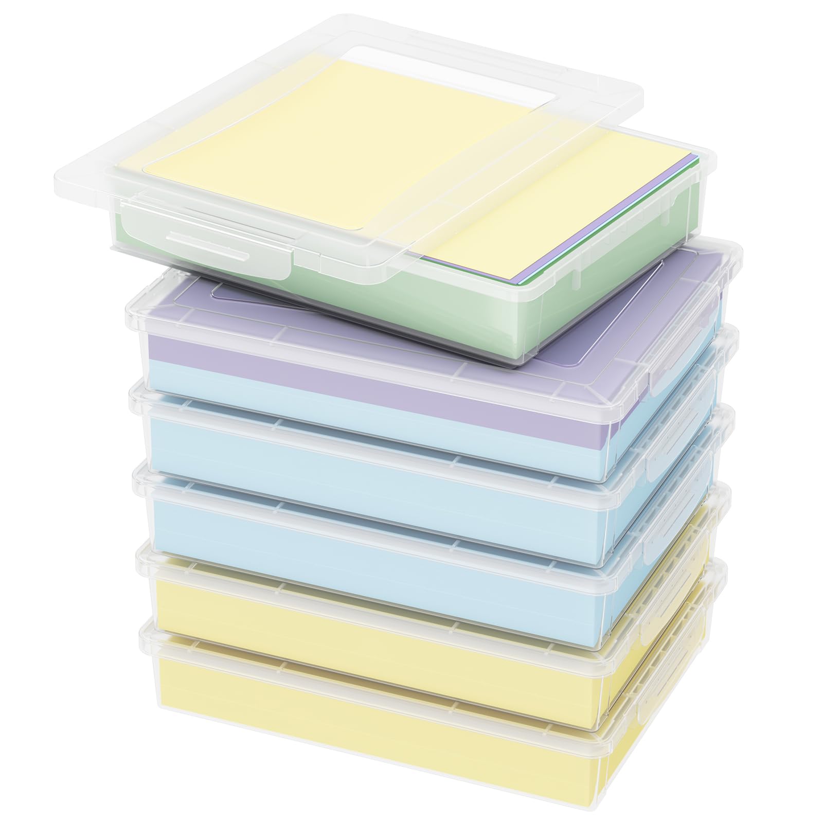 Lifewit 6 Pack Clear A4 Paper Storage Boxes with Latching Lids | Stackable
