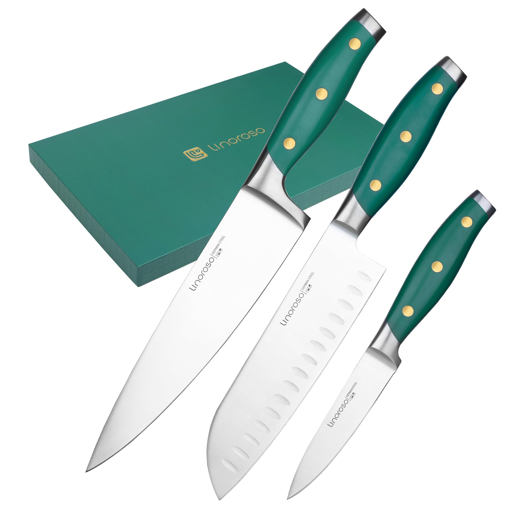 Linoroso 3-Piece Kitchen Knife Set | German Carbon Stainless Steel