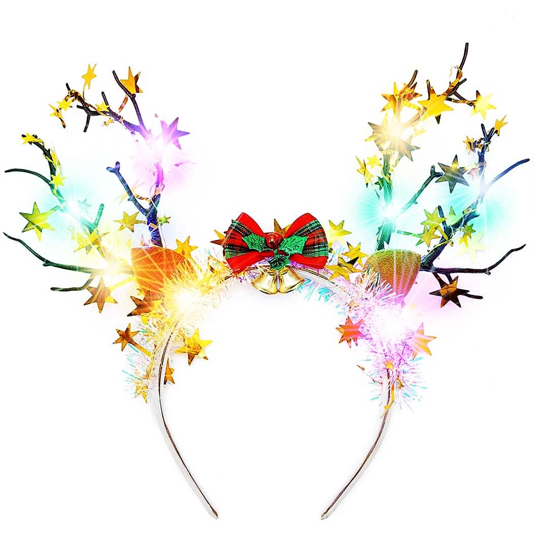 Light Up Reindeer Antlers Headband – LED Xmas Hair Accessory