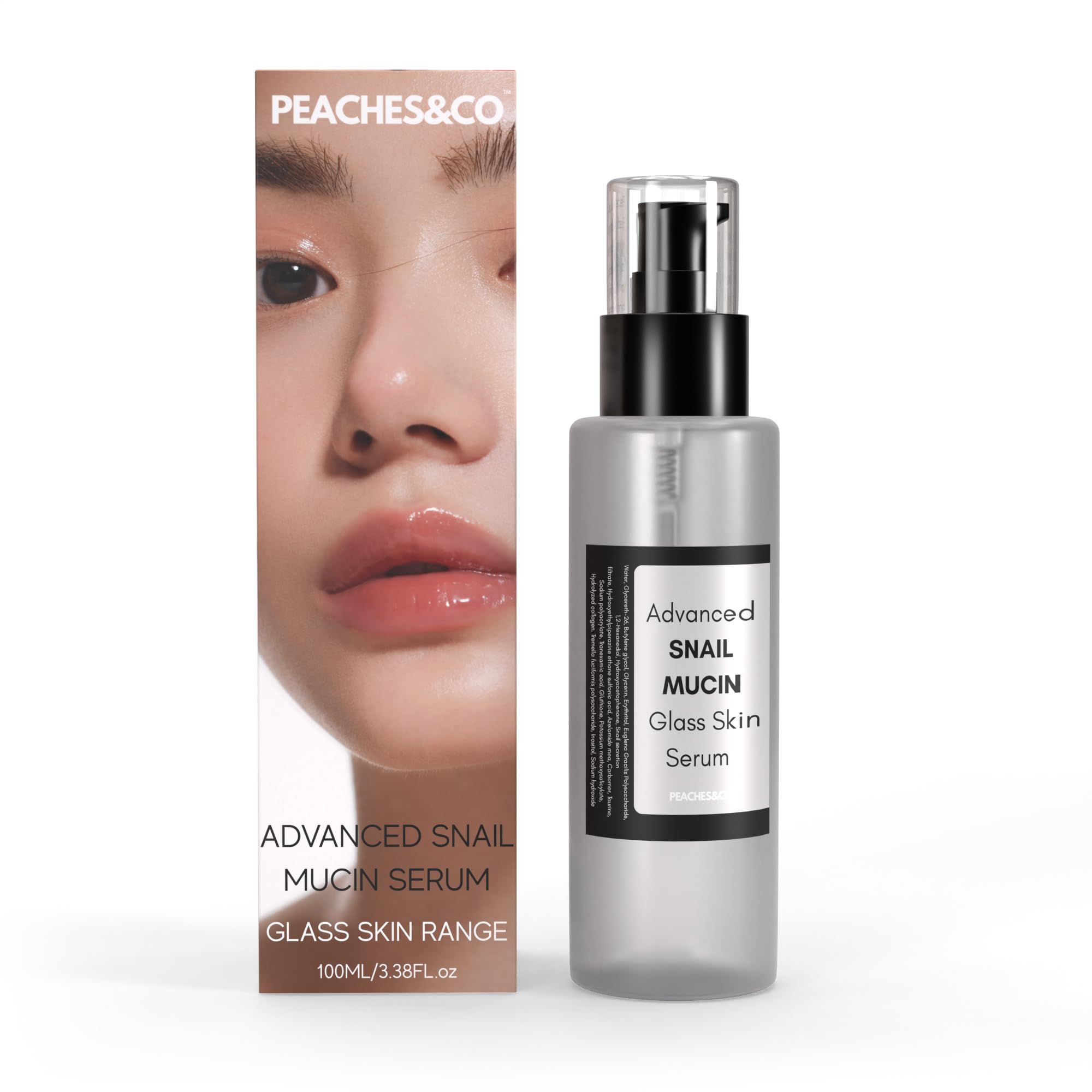 Peaches & Co Snail Mucin 96% Glass Skin Serum | Hydrating Glow Formula