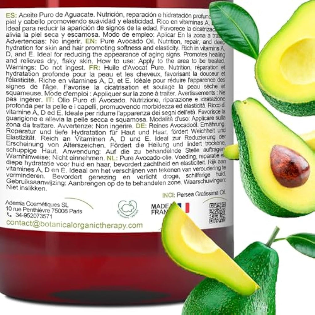 Organic Cold Pressed Avocado Oil - Hair & Body Care, 1000ml