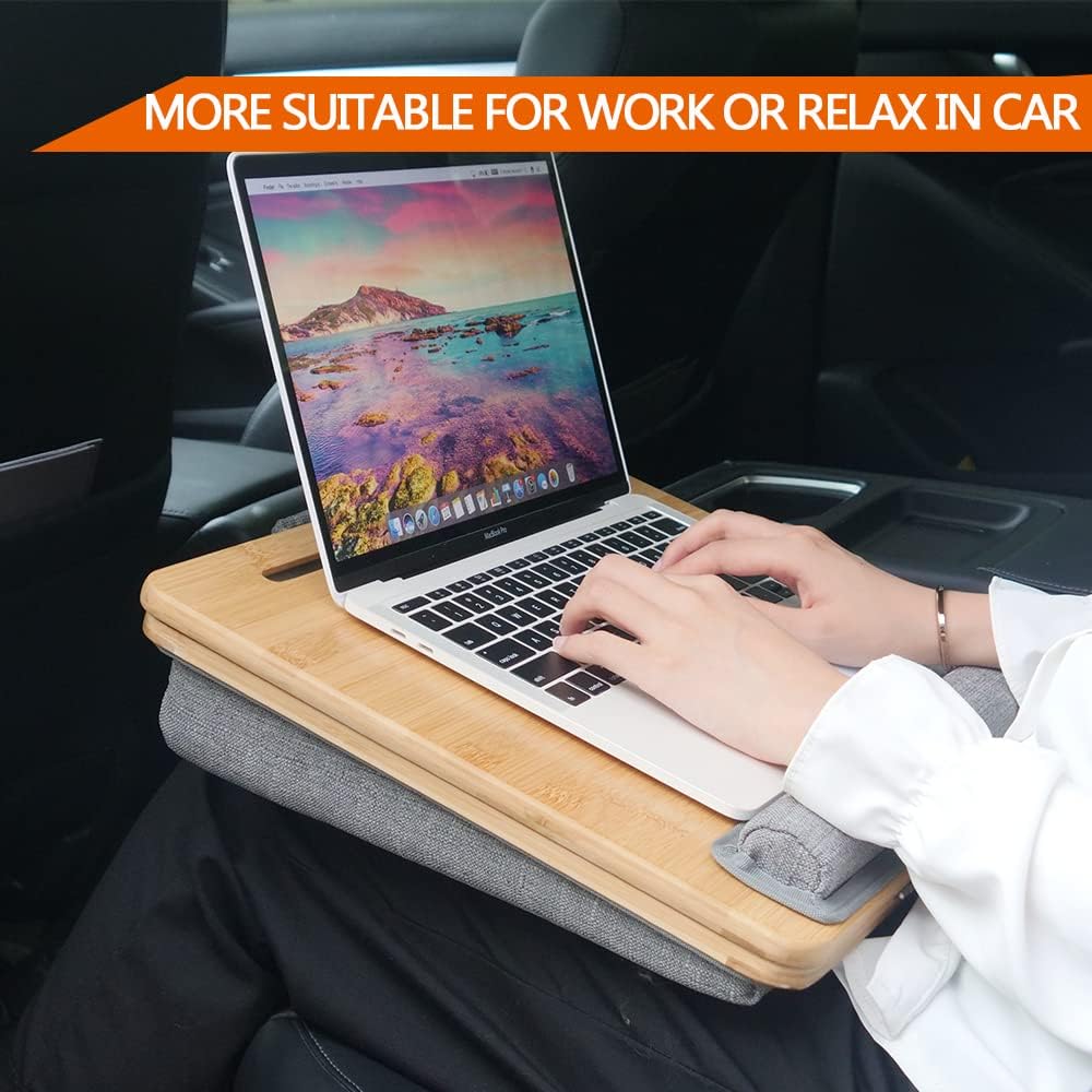 Jolof Store Bamboo Lap Desk – Adjustable Ergonomic Laptop Tray with Cushion
