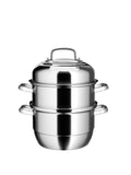 VENTION 3-Tier Stainless Steel Steamer Pot | 34cm Induction Hob Cookware