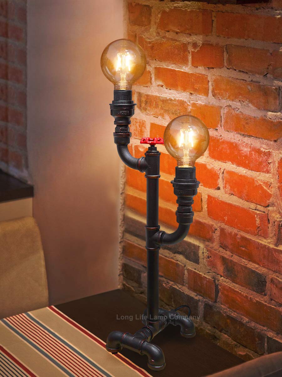 Jolof Store Industrial Water Pipe Table Lamp – Vintage Cast Iron Desk Light