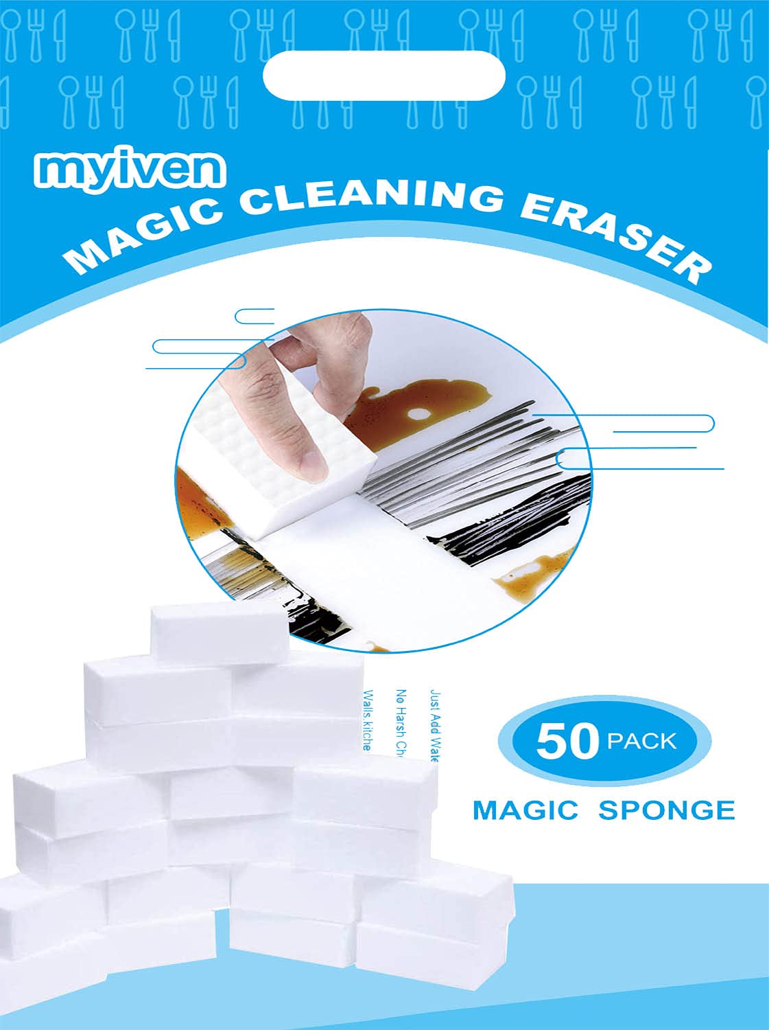 Magic Melamine Sponge Eraser – Extra Large Non-Scratch (50 Pack)