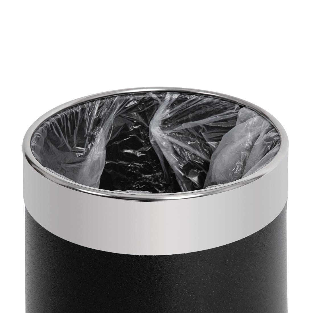 Bolero Mitre Black Leather Effect Waste Paper Bin - 10.2L Steel
