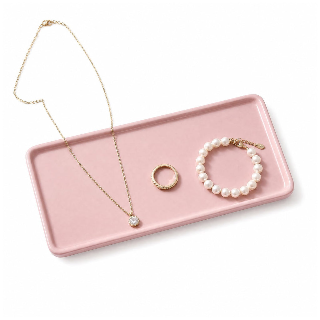 Ceramic Vanity Tray,20.5x9.5x1.2cm Cosmetics Tray,Rectangular Decorative Trinket Dish for coffee, perfume - image 1
