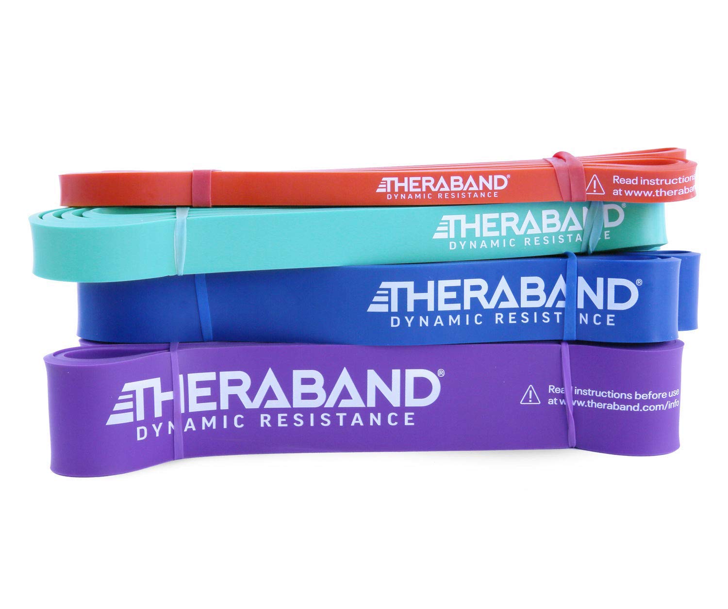 Theraband High Resistance Bands Set of 4 | 15-50 lbs Latex Exercise Bands
