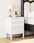 HEYZOEY 3-Drawer Bedside Cabinet – Modern Oak Wooden Nightstand
