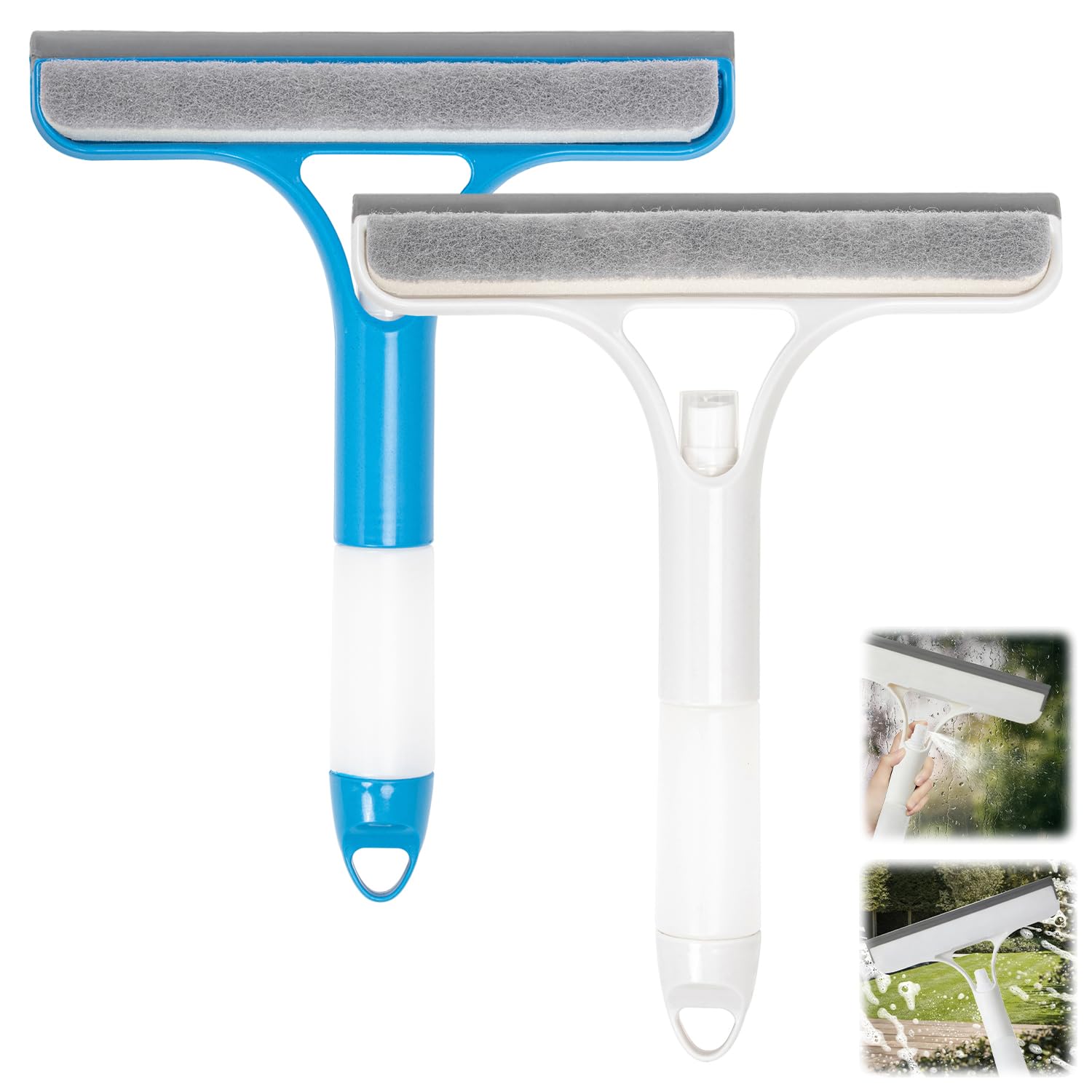 3-in-1 Window Squeegee Cleaner with Spray Bottle - 2 Pack