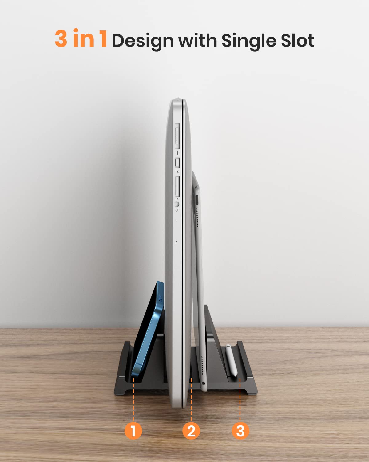 3 in 1 Vertical Laptop Stand - Klearlook Adjustable ABS Notebook Dock,Space-saving Desktop Laptop Holder Compatible - image 2