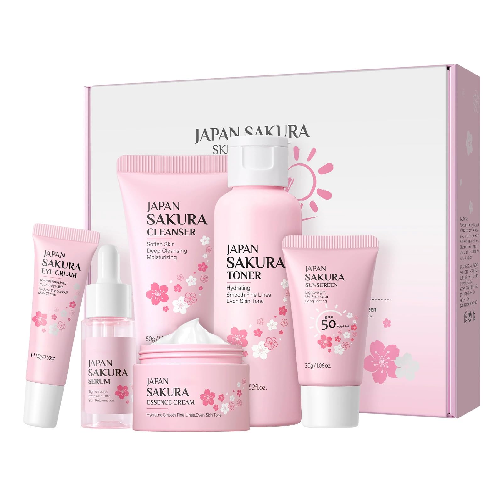 Jolof Store Sakura Skin Care Set - 6-Piece Cherry Blossom Travel Gift Kit