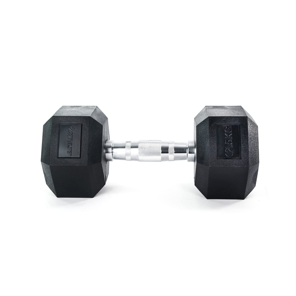 Athlyt Rubber Hex Dumbbell – 12.5kg Single Weight for Strength Training