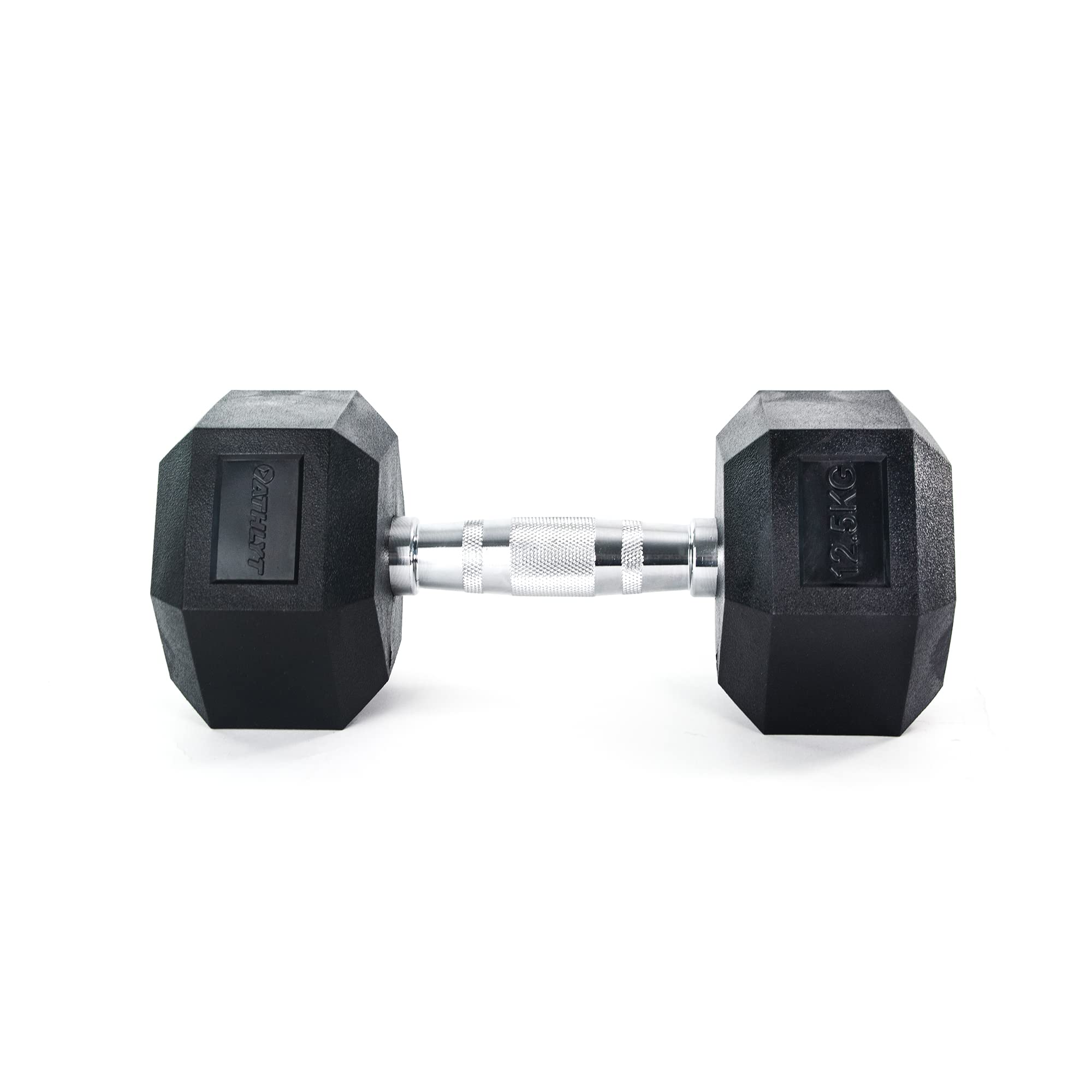 Athlyt Rubber Hex Dumbbell – 12.5kg Single Weight for Strength Training