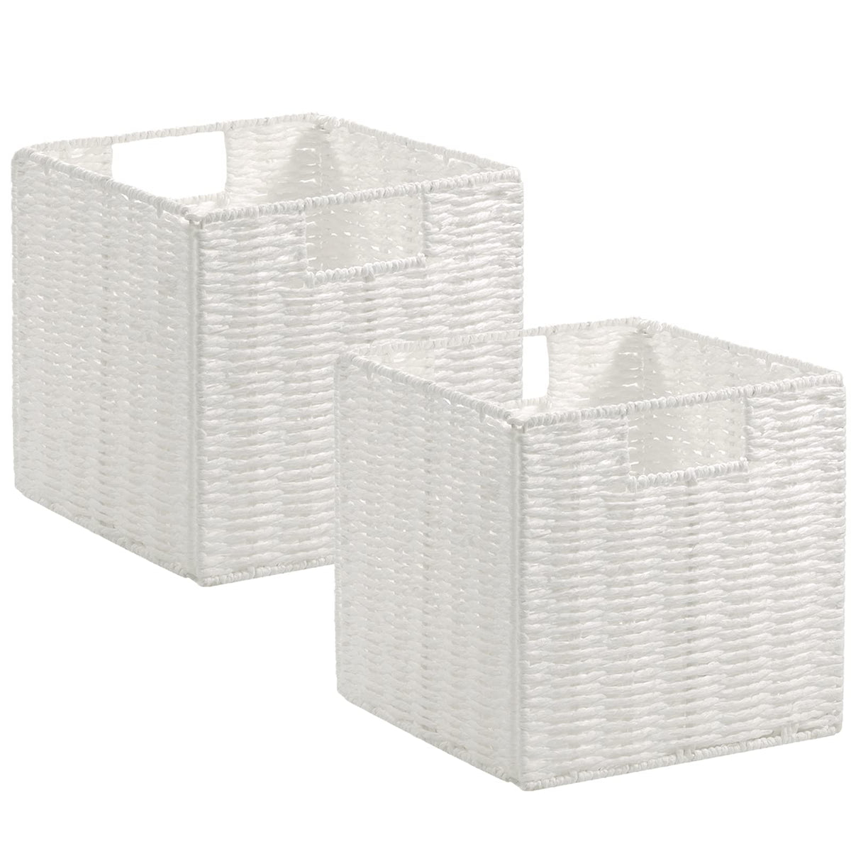 Vagusicc 2-Pack Wicker Storage Basket with Handles, Foldable Storage Organizer Bins for Shelves - image 1