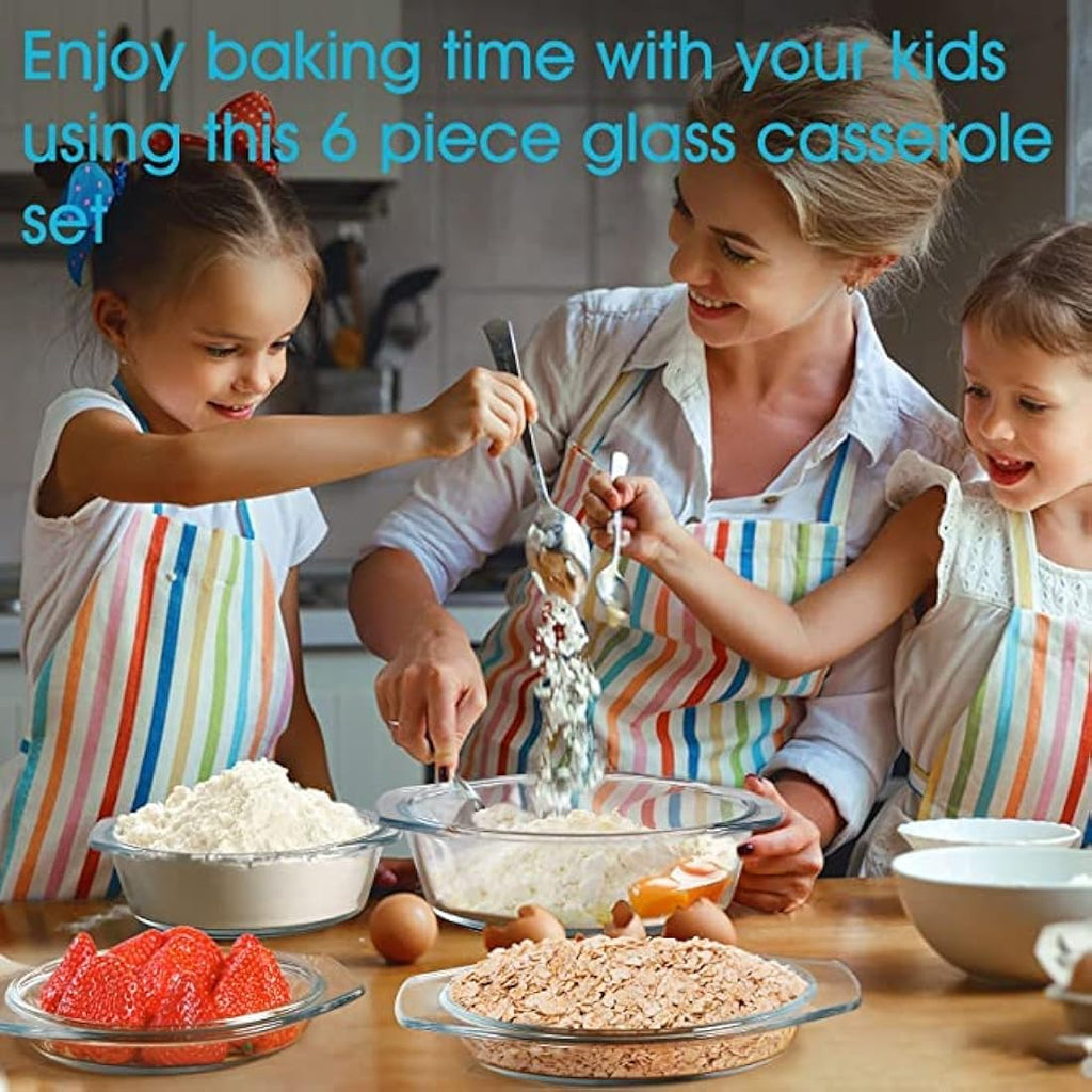 Jolof Store Tempered Glass Casserole Dish Set with Lids – 3 Piece Set