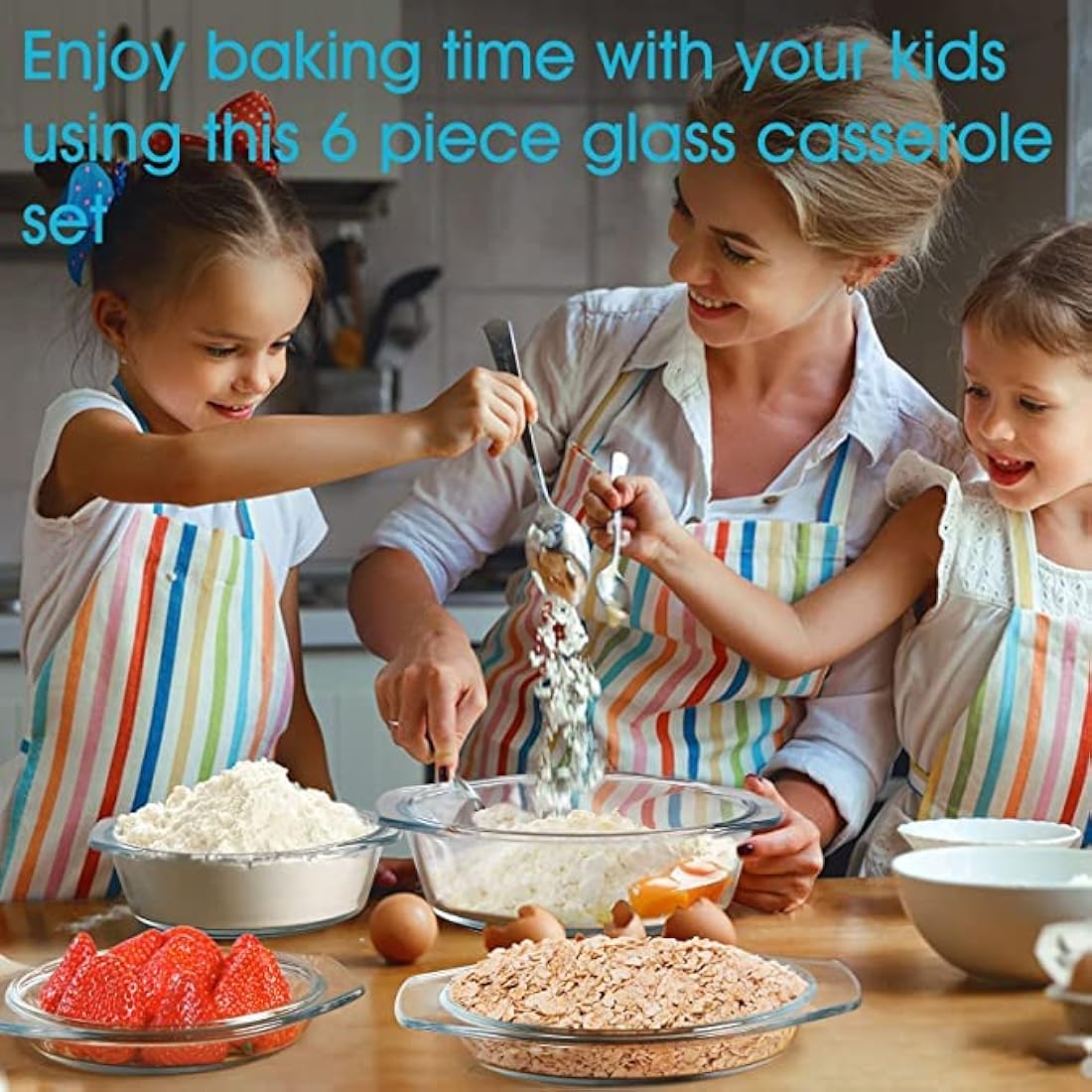 Jolof Store Tempered Glass Casserole Dish Set with Lids – 3 Piece Set