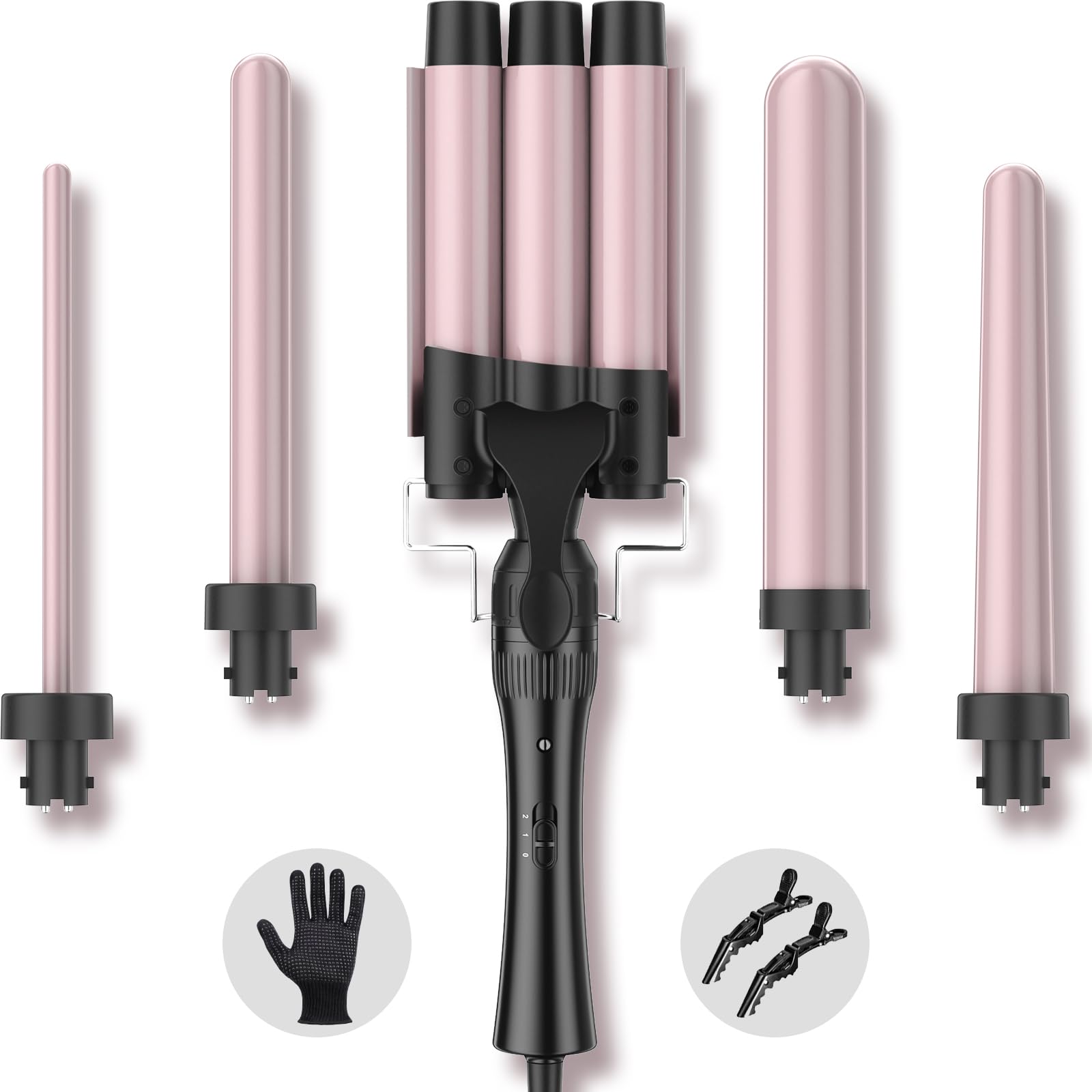 5-in-1 Hair Curler & Waver Set – 10-32mm PTC Ceramic Wand