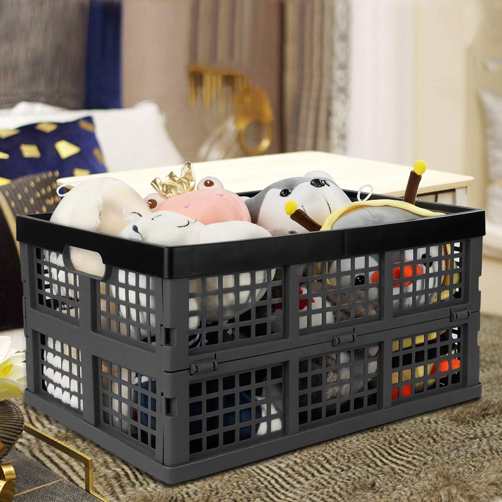 Bringer 30 L Plastic Collapsible Storage Bin, Set of 3 Folding Storage Crate Basket - image 5