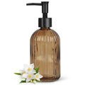 Topsky Glass Soap Dispenser with Black Rustproof Plastic Pump, 400ml Amber - image 1