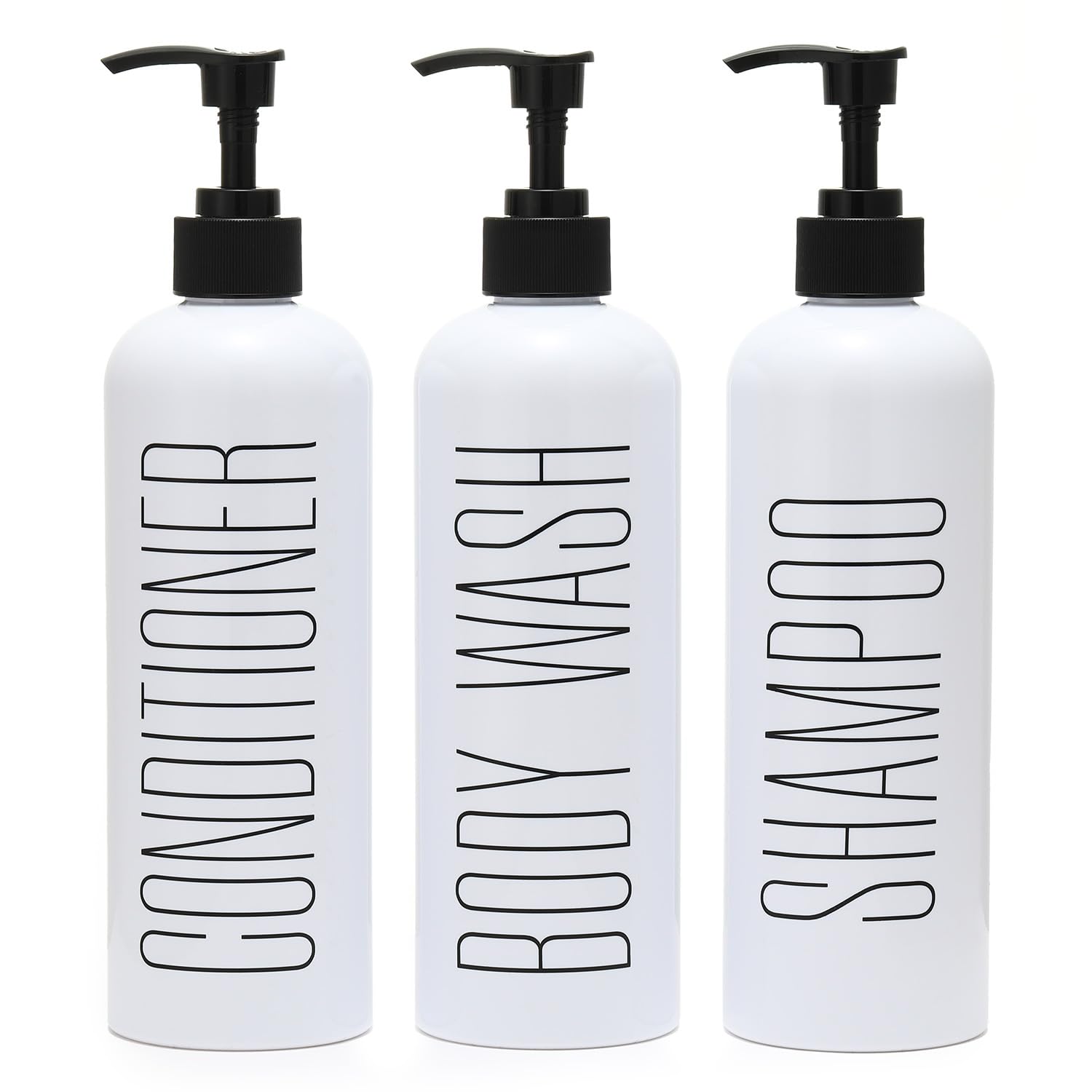 HOMCDALY 16oz Shampoo and Conditioner Dispenser – 3-Pack Refillable Bottles