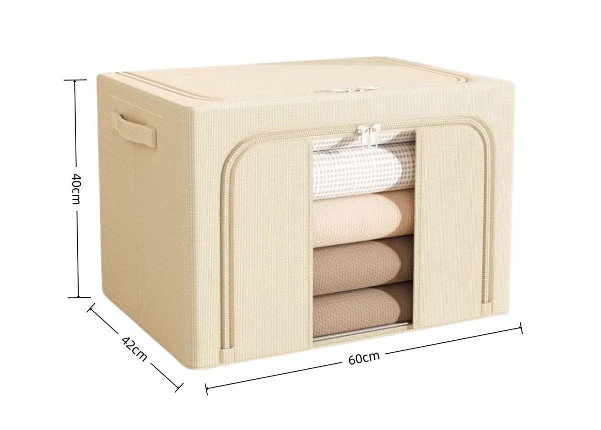 Uwenkjie Foldable 100L Large Storage Boxes2-Pack Set,Steel Frame with Oxford Fabric,Water-Resistant,Dual Zippered Access with Clear Window,Capacity