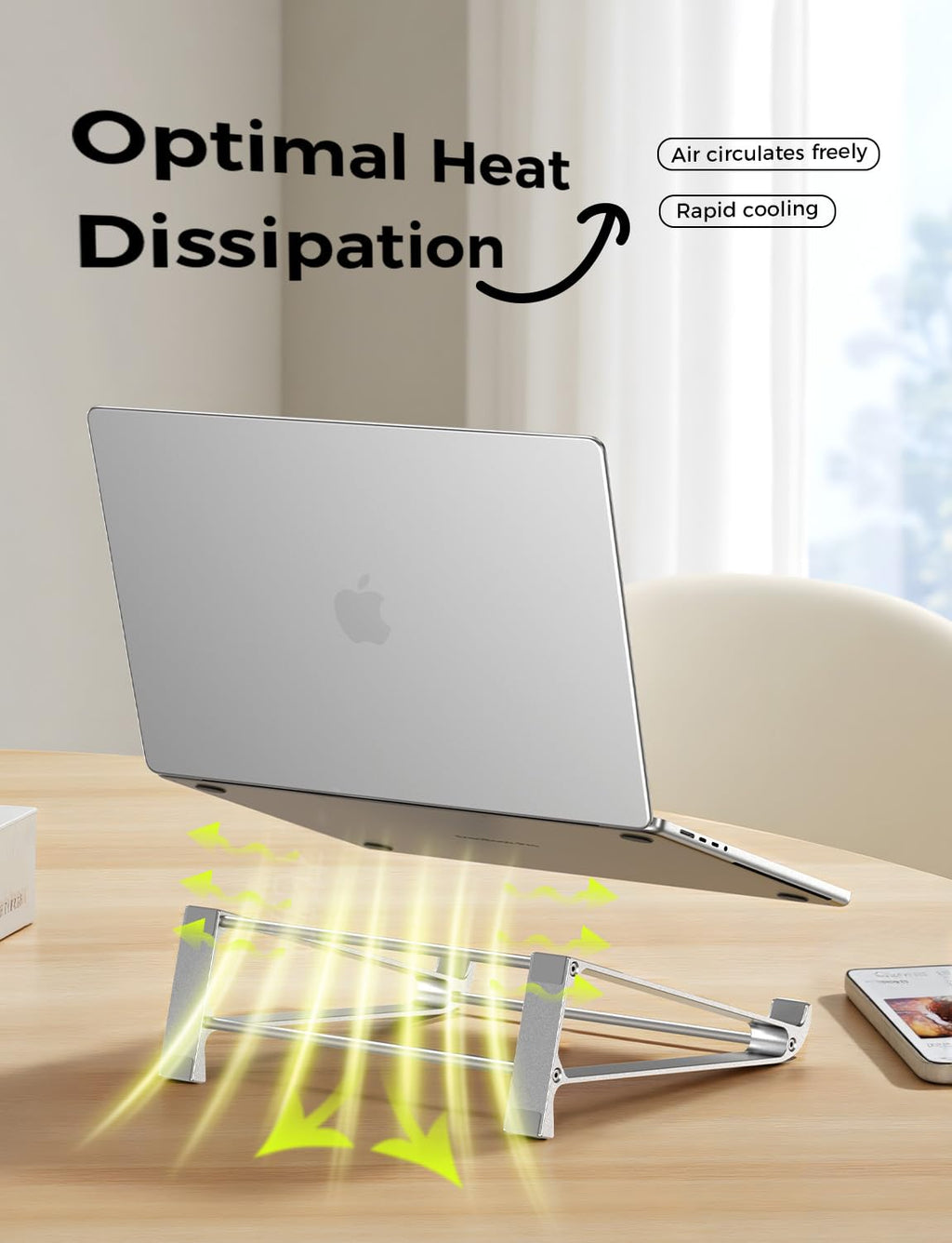 MAGIC JOHN Vertical Laptop Stand & Storage Holder - Portable Aluminum Stand with Silicone Pads, Detachable Design, Cooling & Desktop Riser - image 5